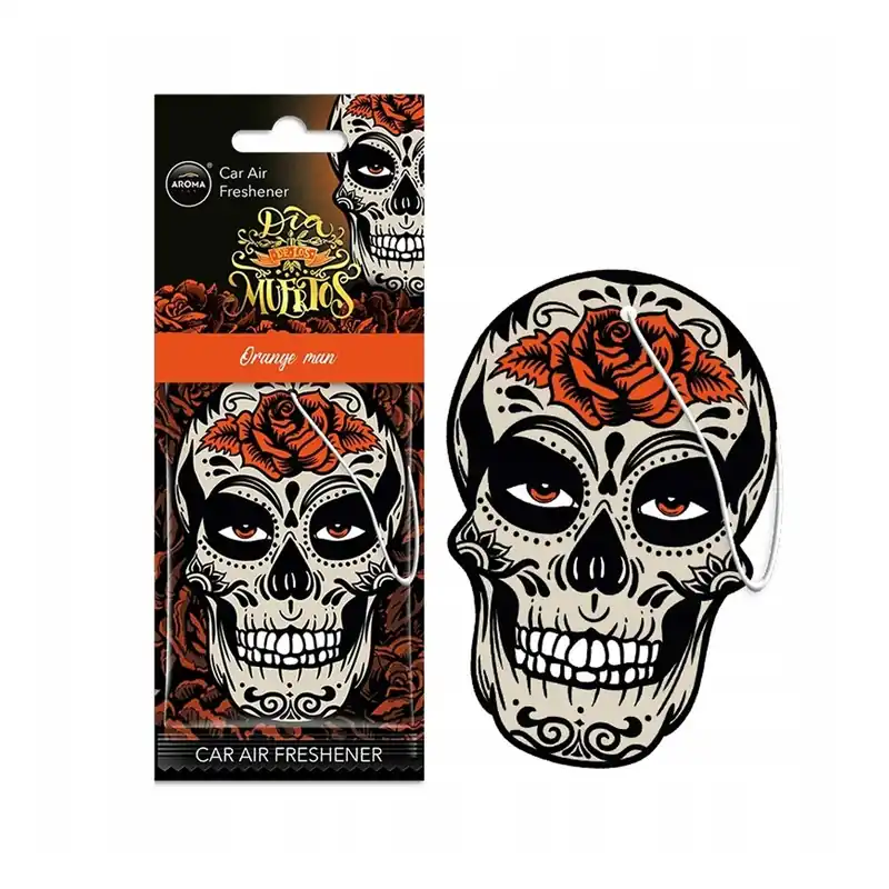 Aito Auton ilmanraikastin AROMA CAR MUERTOS Skull Orange Man Island Driftwood