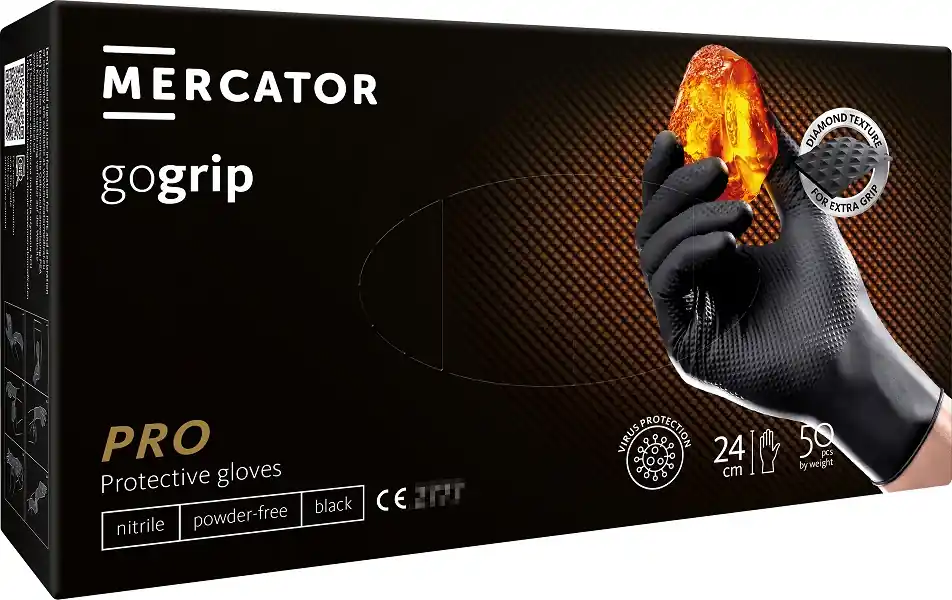 Sertifioitu Nitriilihanskat GoGrip musta koko L, 50 kpl