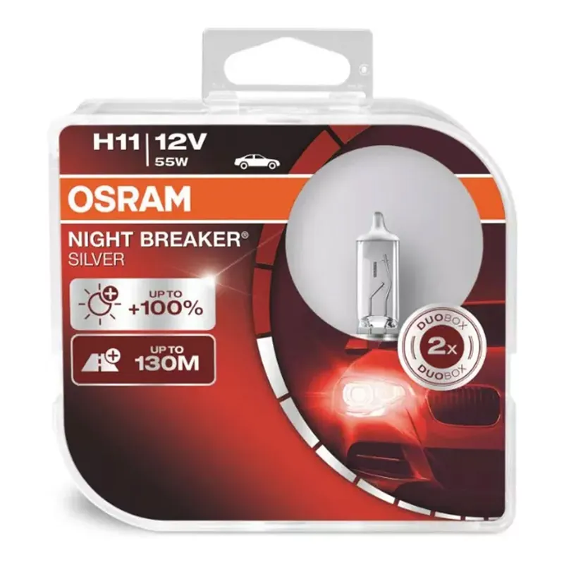 Heti Saatavilla Halogeenipolttimo OSRAM H11 12V 55W PGJ19-2 Night Breaker Silver +100% 2 kpl