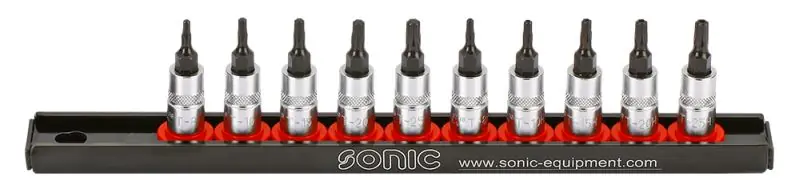 Pikatoimitus SONIC • 101004SON Hylsysarja TORX / E-TORX, 1/4", Koko T10, T10H, T15, T15H, T20, T20H, T25, T8H, 10kpl