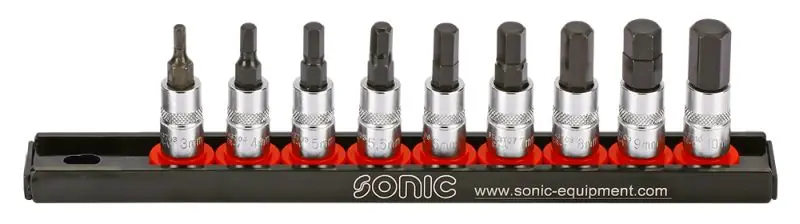 Ajankohtainen SONIC • 100904 Hylsysarja HEX, 1/4", Koko 10; 3; 4; 5; 5,5; 6; 7; 8; 9, 7kpl