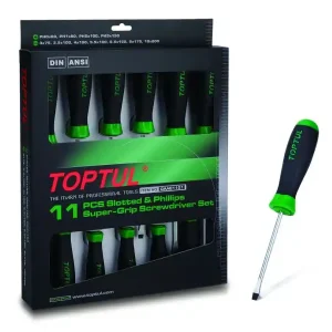 Asiakkaiden Suosikki TOPTUL • GAAE1101 Ruuvimeisselisarja PH0; PH1; PH2; PH3; 3; 3.5; 4; 5.5; 6.5; 8; 10mm; 11kpl