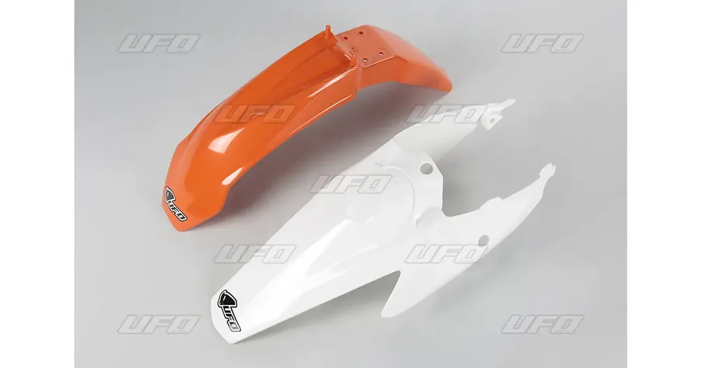 Etulokasuoja ja takalokasuoja -setti, valkoinen-oranssi, UFO Plast, KTM SX 85 04-12 Merkkituote
