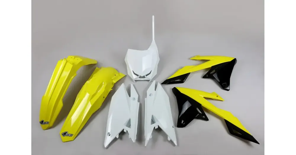Edullinen Korpusosien sarja, musta-keltainen-valkoinen, UFO Plast, Suzuki RMZ 250 / 450
