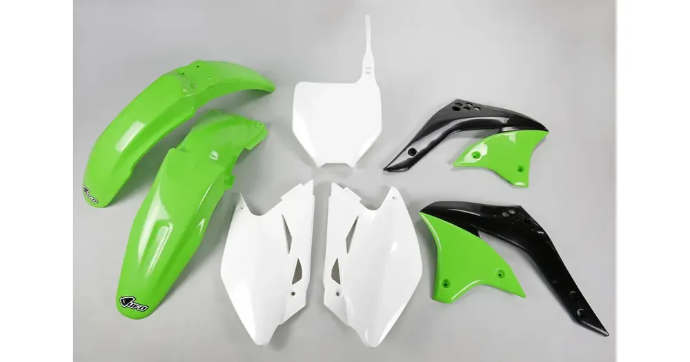 Löytö UFO Plast karossen kåpor vit-grön Kawasaki KXF 450 2006