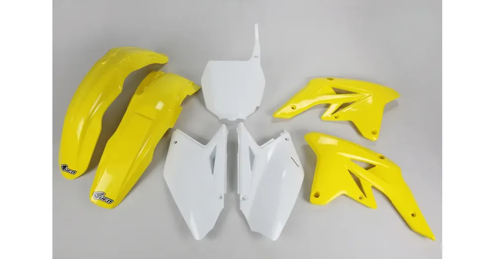 Uusi Kokoelma UFO Plast korppisarja keltainen-valkoinen Suzuki RMZ 250 07-09
