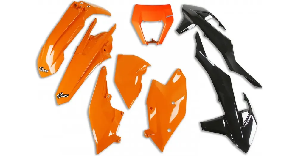 OEM UFO Plast korpusosien sarja oranssi-musta KTM EXC 17-19 / EXC-F 17-19 Uusi Kokoelma