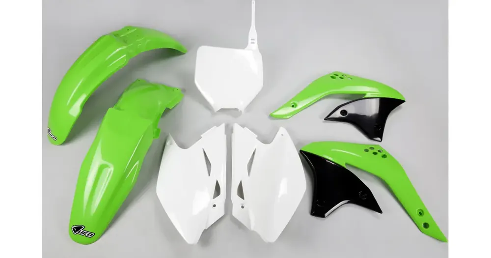 UFO Plast korpusosien valko-vihreä sarja Kawasaki KX 450F 07 Ajankohtainen
