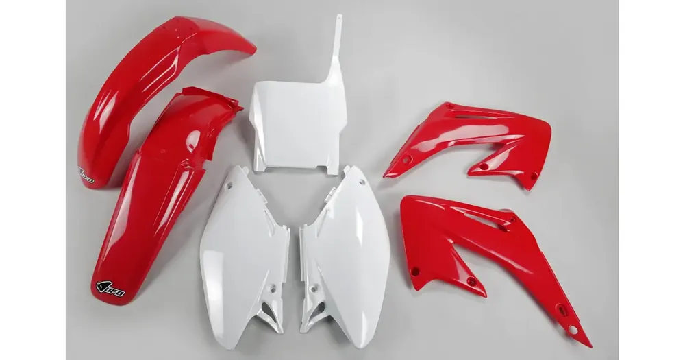 Poisto OEM UFO Plast -korisarjan osat, punavalkoinen, Honda CR 125 04