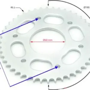 Takaratas 428H 46 hammasta, reikä 68mm, lävistäjä 129mm, Cross 150 Turvallinen Maksu