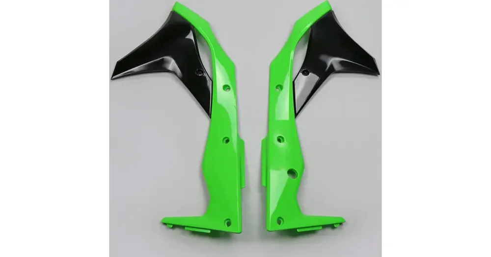 UFO Plast radiator covers black-green Kawasaki KXF 250 Uutuus