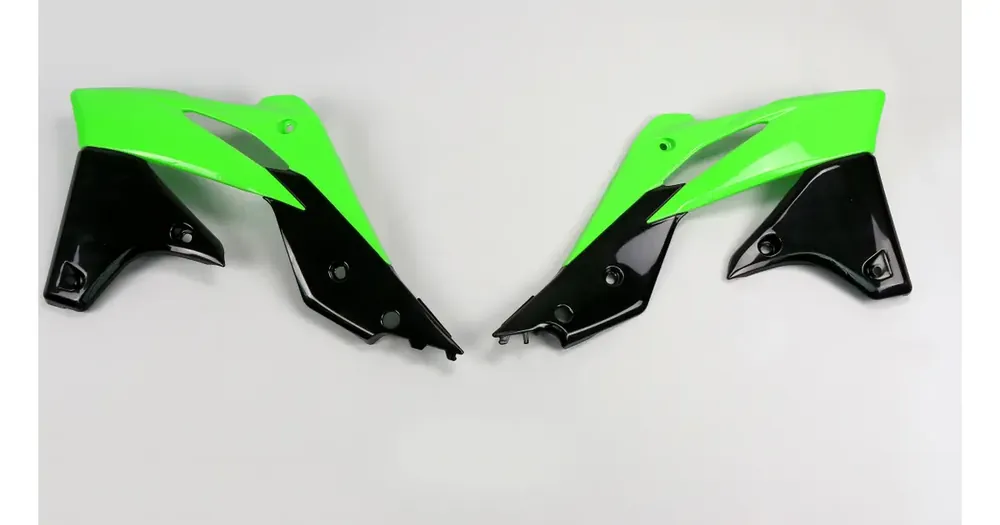 Jäähdyttimen suojat vihreä-musta UFO Plast Kawasaki KXF 250 13-16 Tehdashinta