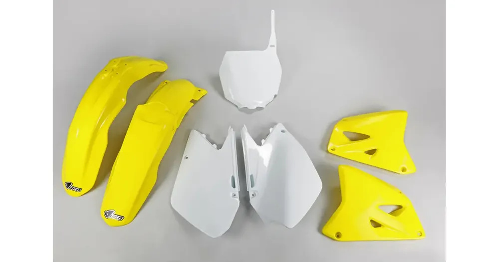 UFO Plast korpusosien sarja keltainen-valkoinen Suzuki RM 125 / 250 06- Rajoitettu Tarjous