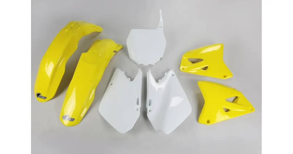 Turvallinen Maksu Korisarjan setti keltainen-valkoinen UFO Plast Suzuki RM 125 / 250 01-