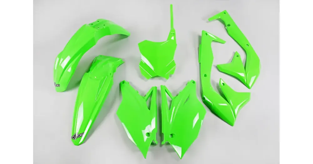 Tarjoushinta UFO Plast vihreä fluo korin suojusten sarja Kawasaki KXF 450