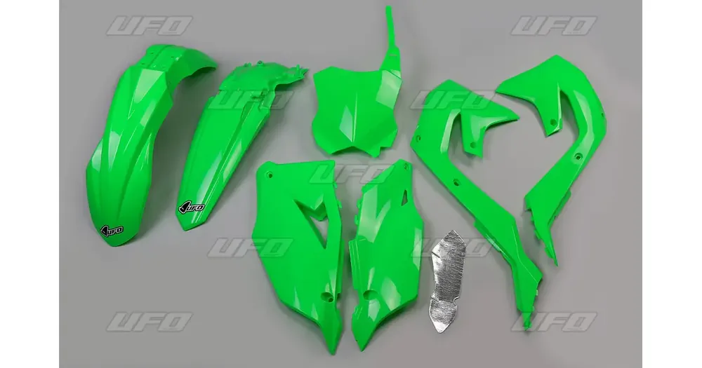 Älä Missaa Korpusosien suojaussarja vihreä fluo UFO Plast Kawasaki KXF 250 / 450