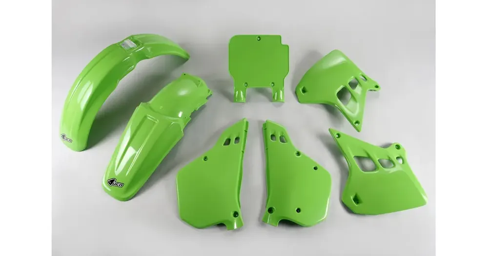 Korkea Laatu UFO Plast korpusosien setti, vihreä, Kawasaki KX 250 90-91