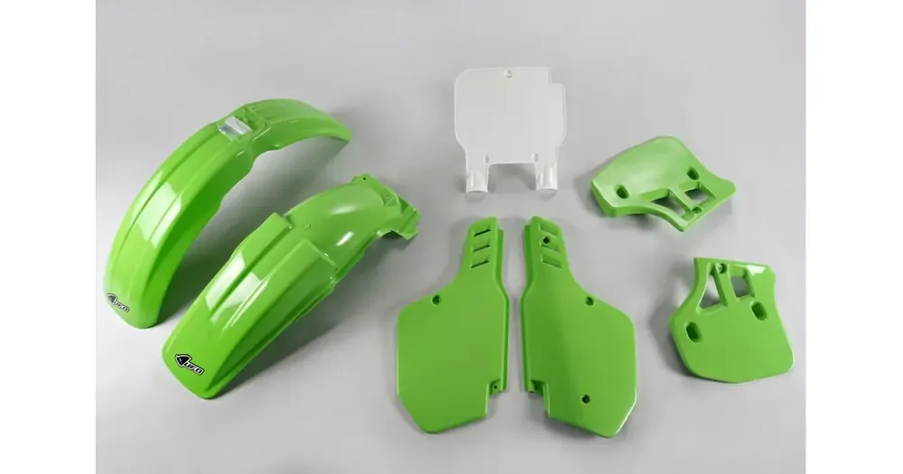 Vain Tänään Korpusosien sarja vihreä-valkoinen UFO Plast Kawasaki KX 250 / 500 89-92