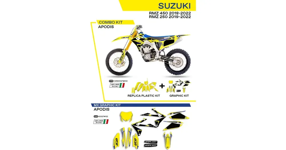 Korisarjan suojusten setti keltainen UFO Plast Suzuki RMZ 250 / 450 Tilaa Nyt