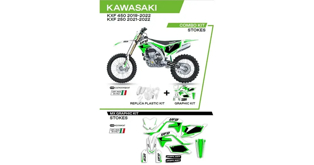 Korpusosien sarja valkoinen UFO Plast Kawasaki KXF 250 / 450 Heti Saatavilla