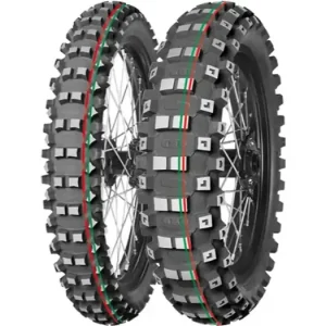 Mitas 100/100-18 TERRA FORCE MX-MH MEDIUM/HARD 59M TT -maastomoottoripyörän rengas (PUNAINEN/VIHREÄ RAITA) taka Tarjoushinta