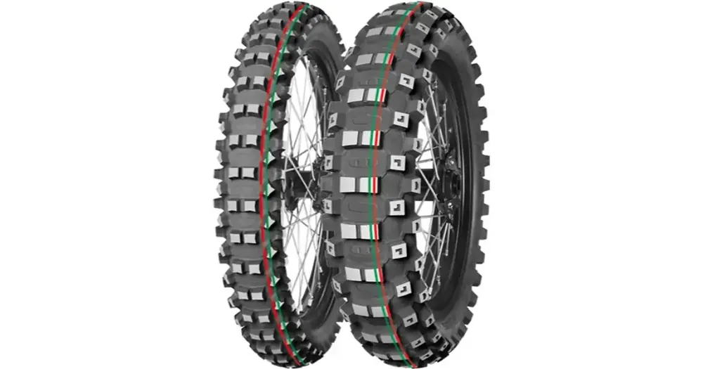 Mitas 100/100-18 TERRA FORCE MX-MH MEDIUM/HARD 59M TT -maastomoottoripyörän rengas (PUNAINEN/VIHREÄ RAITA) taka Tarjoushinta