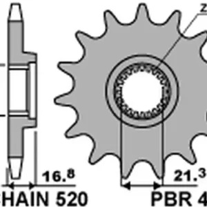 Etuhammasratas 520 16 hammasta PBR 443 (JTF582) Edullinen