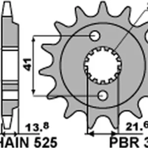 Merkkituote Eturatas 525 16 hammasta PBR 346 (JTF296)