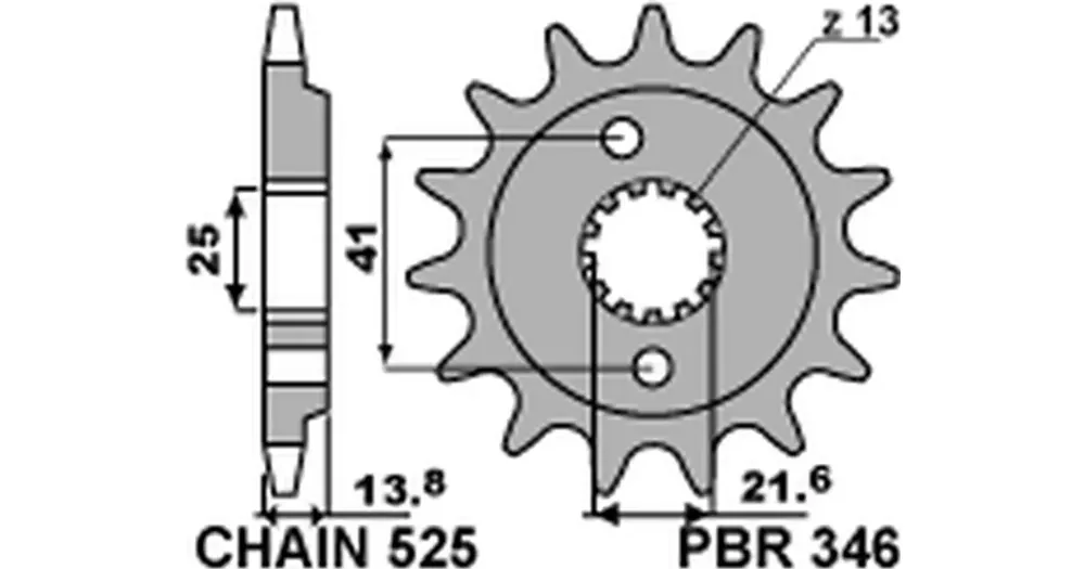 Merkkituote Eturatas 525 16 hammasta PBR 346 (JTF296)
