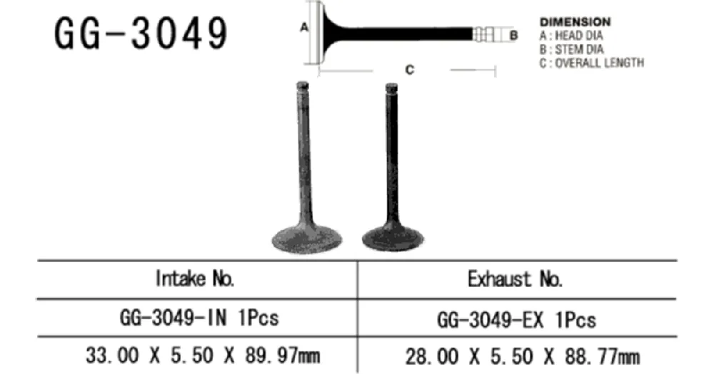 Tehdashinta Vesrah GG-3049-EX pakoventtiili