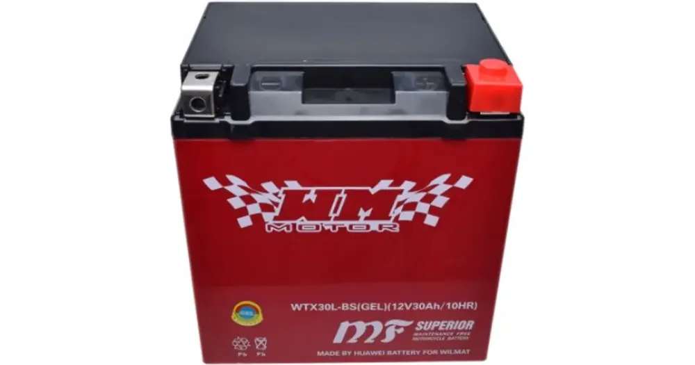 WTX30L-BS (YTX30L-BS) WM Motor geeliakku 12V 30Ah 166x126x175mm 300CCA Suoraan Valmistajalta
