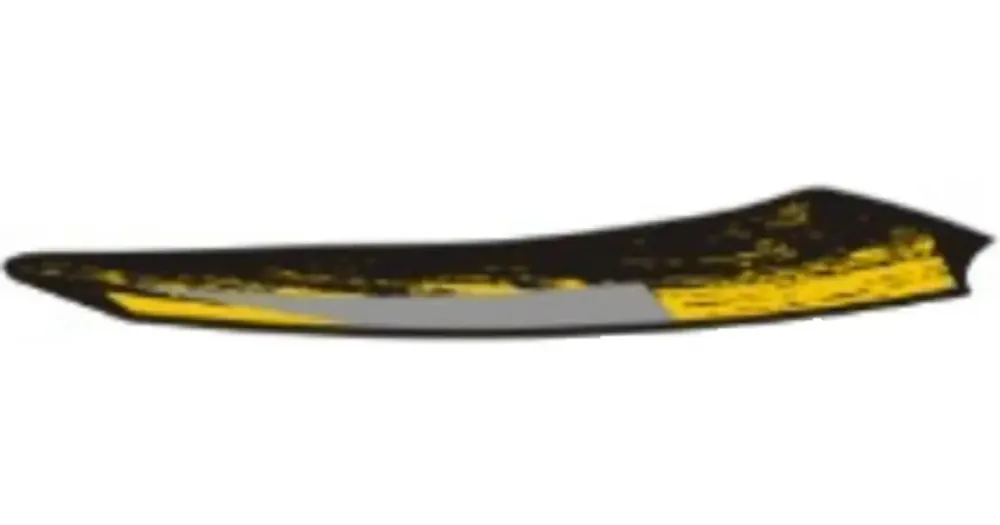 Heti Saatavilla Tarra takaosa ylä oikea, keltainen-musta N607, Keeway Fact 05512B59N607