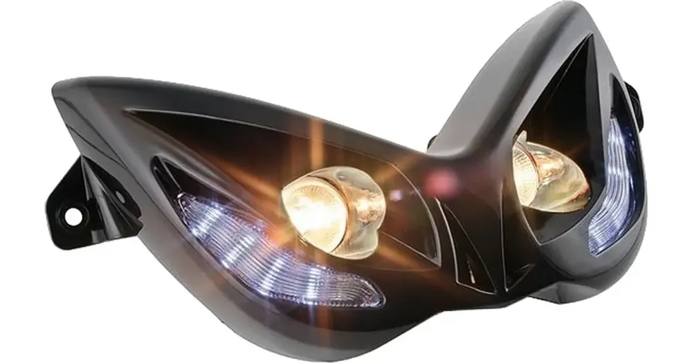 Loppuunmyynti Etuvalo vilkuilla, musta, STR8 EVO 2, MBK Nitro 50-100 -12 / Yamaha Aerox 50-100 -12