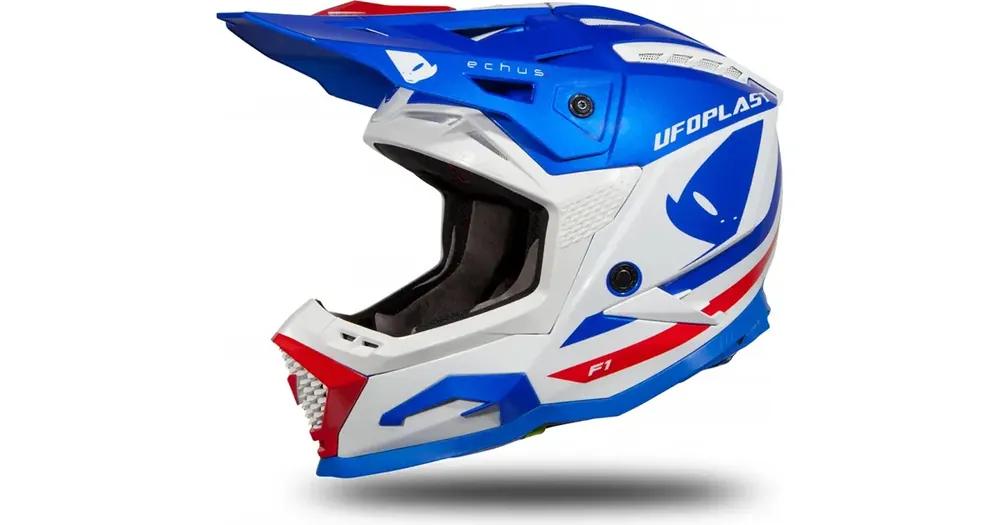 Suosittu Kypärä offroad UFO Plast Motocross Echus Blue-White-Orange