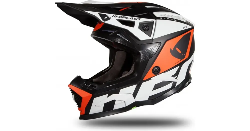 UFO Plast Motocross Echus Black-White-Orange Offroad Kypärä Uusi Kokoelma