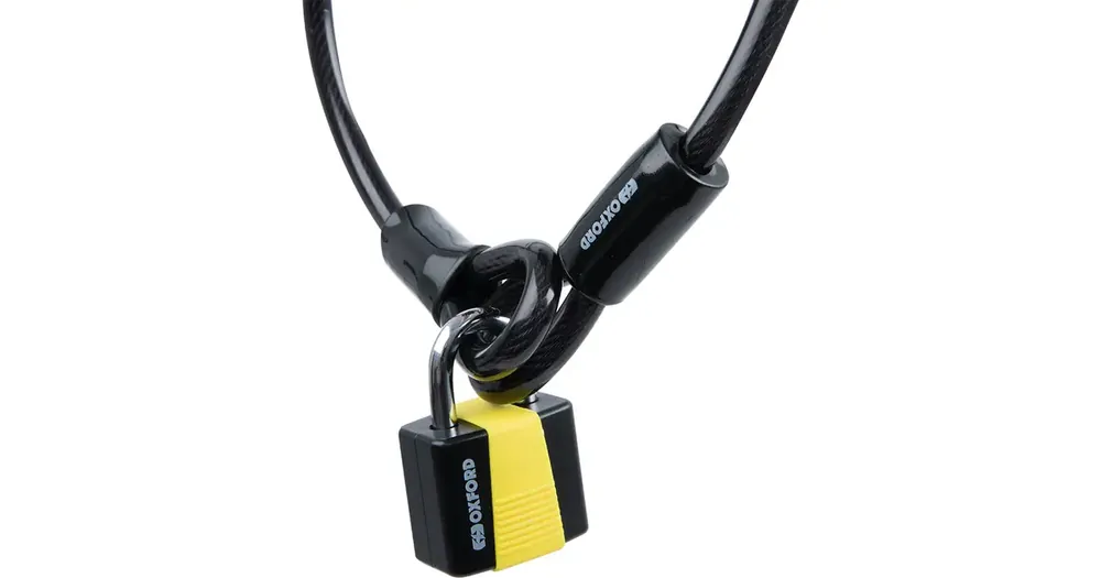 Vahvistetusta teräksestä valmistettu varashälytin lukolla, 180cm, Oxford Loop Lock10 Hooped Cable + riippulukko Ilmainen Palautus