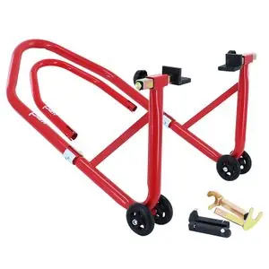 P2R LEVE - BEQUILLE STAND ARRIERE AVANT UNIVERSEL ACIER ROUGE CHARGE MAXI 250 kg Universal Pukki Heti Saatavilla