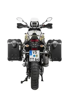 Touratech ZEGA Evo X Avec déport 38/38 - Support gris inclus - Anodisé noir Matkalaukku Aito