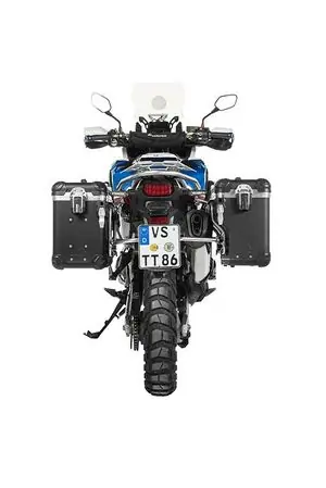 Edullinen Hinta Touratech ZEGA Evo X Avec déport 38/38 - Support gris inclus - Anodisé noir Matkalaukku