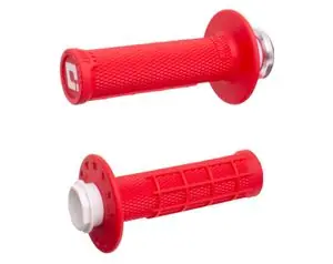 Odi Micro-X Lock-On puolikohokuvioitu - punainen/musta Universal Ohjaustangon kahvat Flash-Tarjous